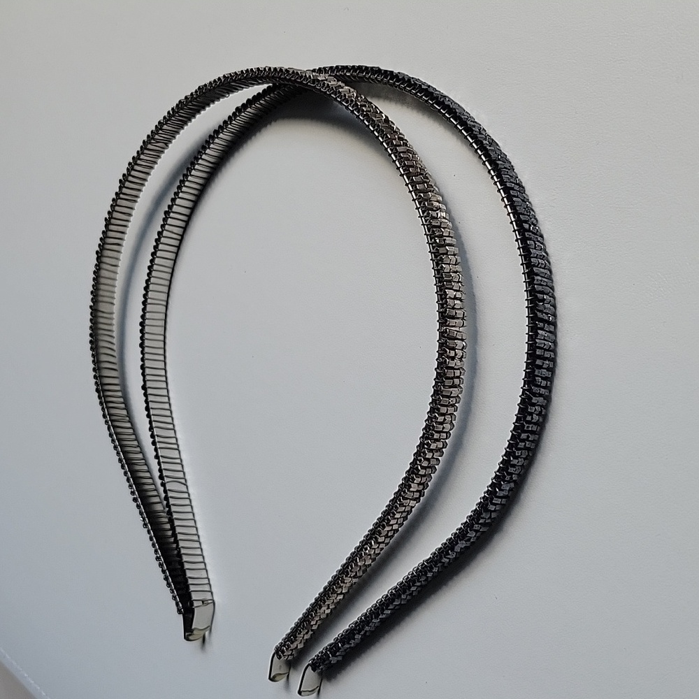Set of 2 Wire Wrapped Metallic Beaded Headbands